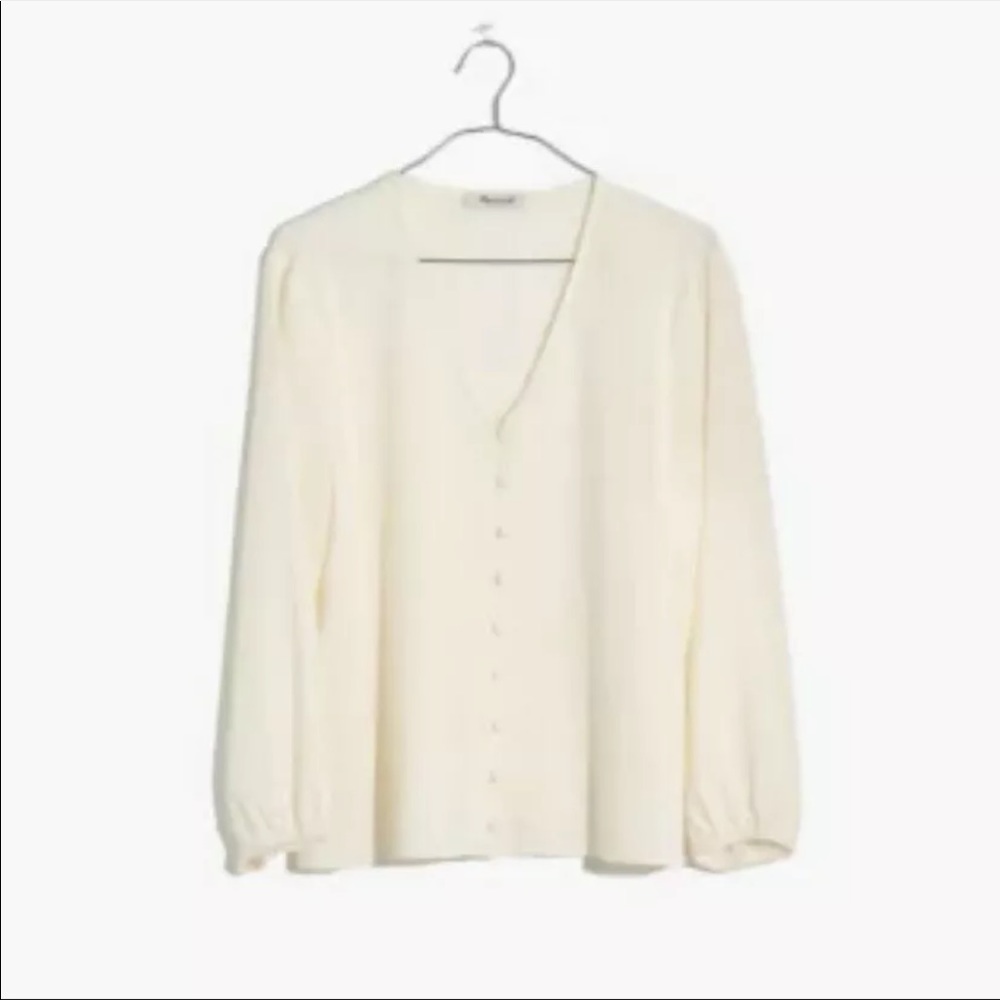 Madewell Women’s Lightweight V-neck Button Down Quarter Sleeve Blouse Shirt XXS